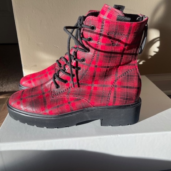 Paul Green Bronx Lace-Up Platform Boot Chunky Red - Picture 1 of 4
